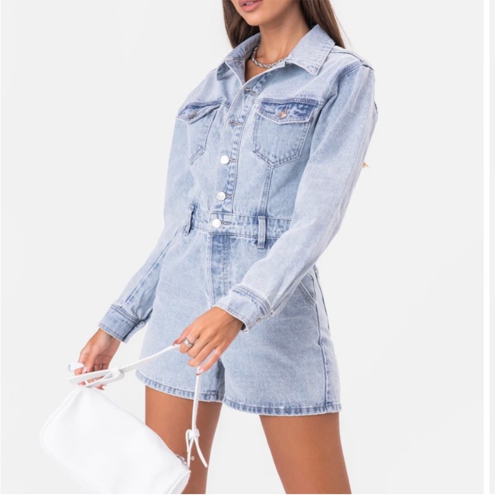 Adika Denim Long-sleeve light wash Romper
